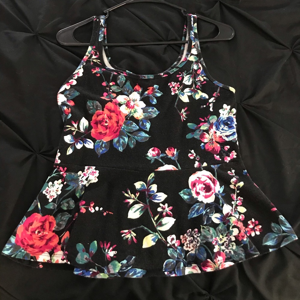 Flower Peplum Tank Top